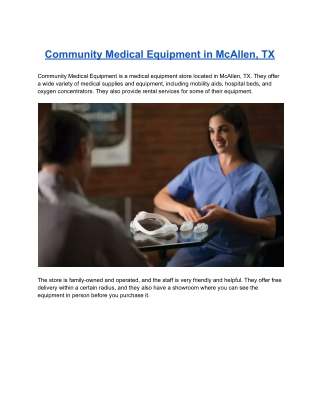 Community Medical Equipment in McAllen, TX