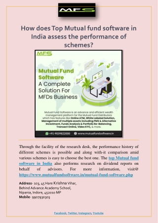 How does Top Mutual fund software in India assess the performance of schemes