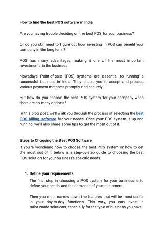 How to find the best POS software in India