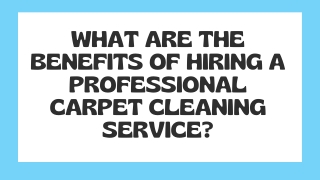 What Are The Benefits OF Hiring A Professional Carpet Cleaning Service