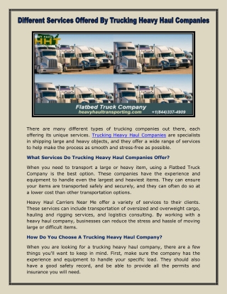 Flatbed Truck Company