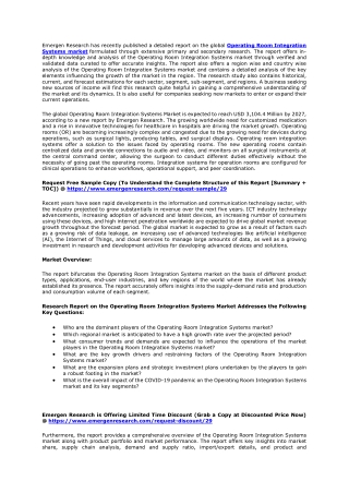 Operating Room Integration Systems Market Growth, Revenue Share Analysis 2027