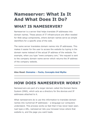 Nameserver: What Is It And What Does It Do?