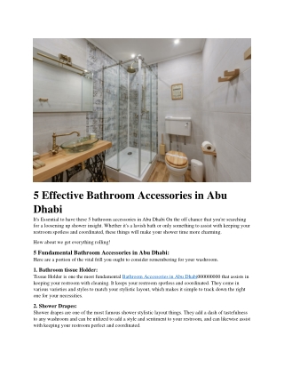 5 Effective Bathroom Accessories in Abu Dhabi