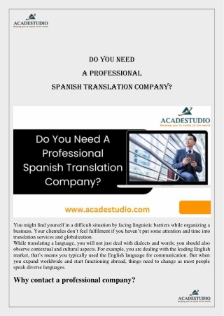 Do You Need Spanish Translation Company