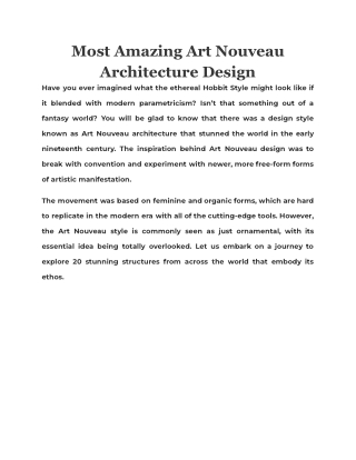 Most Amazing Art Nouveau Architecture Design