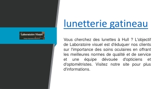 lunetterie gatineau  Laboratoirevisuel.ca