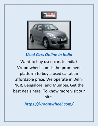 Used Cars Online in India | Vroomwheel.com