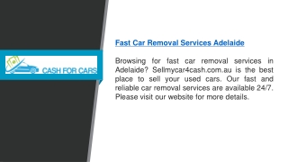 Fast Car Removal Services Adelaide   Sellmycar4cash.com.au