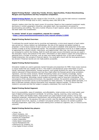 Digital Printing Market Market Size, Share, Trend, Forecast, & Industry Analysis