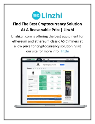 Find The Best Cryptocurrency Solution At A Reasonable Price Linzhi