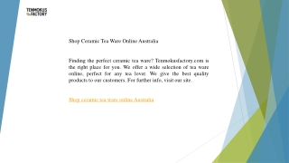Shop Ceramic Tea Ware Online Australia  Tenmokusfactory.com