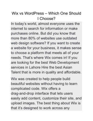 Wix vs WordPress – Which One Should I Choose