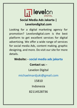 Social Media Ads Jakarta | Levelondigital.com