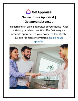 Online House Appraisal  Getappraisal.com.au