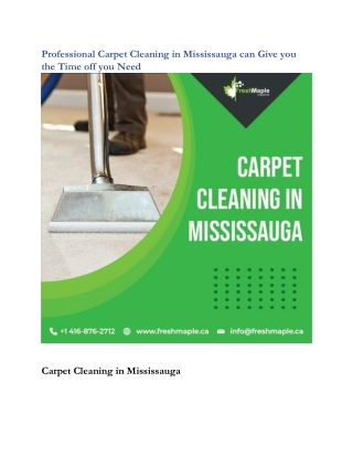 Professional Carpet Cleaning in Mississauga can Give you the Time off you Need