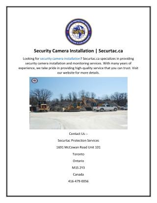 Security Camera Installation  Securtac.ca