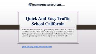 Quick And Easy Traffic School California | Fasttrafficschool4less.com