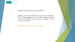 Certificate Translation Services In Abu Dhabi  Expertstranslation.com