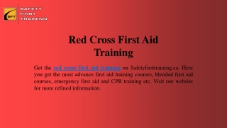 Red Cross First Aid Training | Safetyfirsttraining.ca