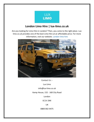 London Limo Hire  lux-limo.co.uk