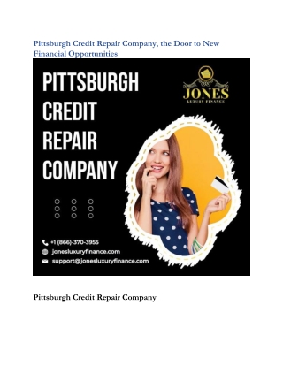 Pittsburgh Credit Repair Company The Door to New Financial Opportunities