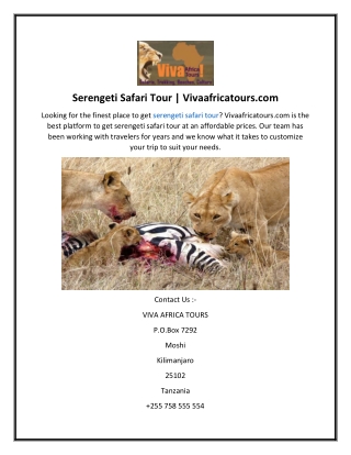 Serengeti Safari Tour  Vivaafricatours.com