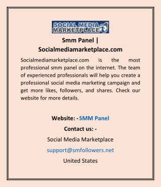 Smm Panel | Socialmediamarketplace.com