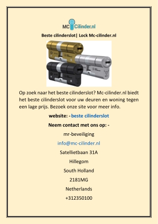 Beste cilinderslot| Lock Mc-cilinder.nl