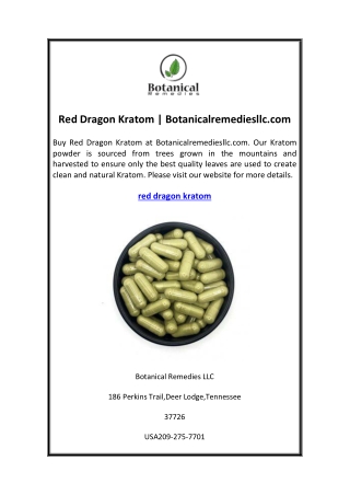 Red Dragon Kratom Botanicalremediesllc.com