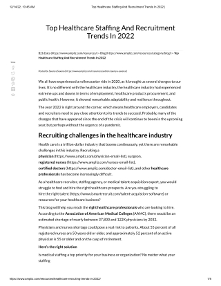 Top Healthcare Staffing And Recruitment Trends In 2022 _
