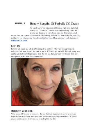 The Beauty Benefits Of Perbelle CC Cream