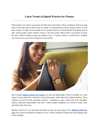 Latest Trends in Digital Watches for Women