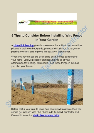 5 Tips to Consider Before Installing Wire Fence in Your Garden