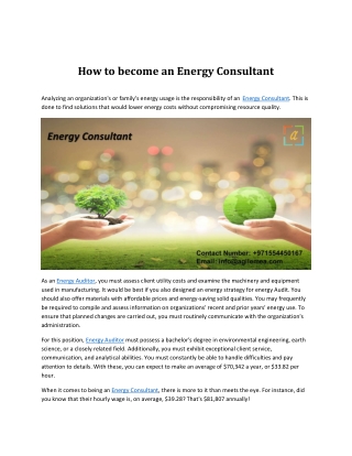 How to become an Energy Consultant