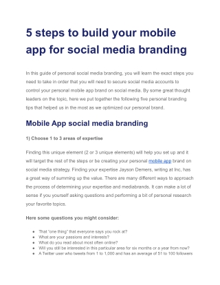 5 steps to build your mobile app for social media branding