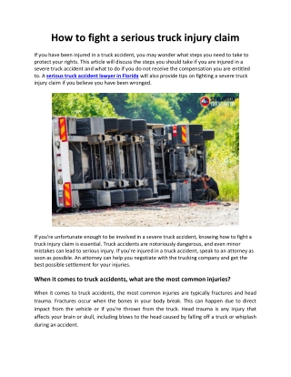 How to fight a serious truck injury claim