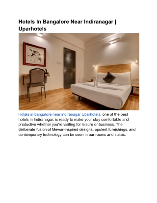 Hotels In Bangalore Near Indiranagar _ Uparhotels