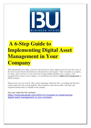 A 6-Step Guide to Implementing Digital Asset Management in Your Company
