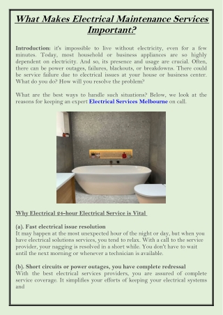 What Makes Electrical Maintenance Services Important?