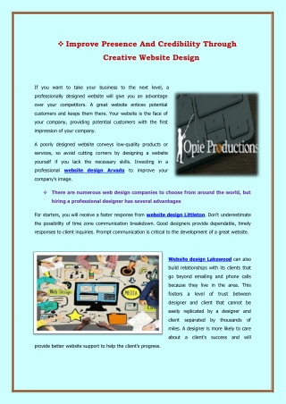 Improve Presence And Credibility Through Creative Website Design