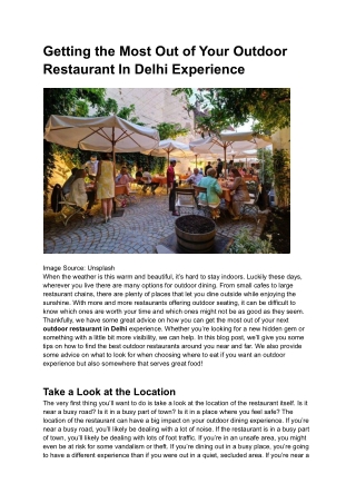 Getting the Most Out of Your Outdoor Restaurant Experience