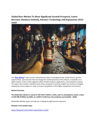 Global Beer Market To Show Significant Growth Prospects, Latest Revenue