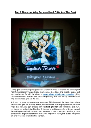 Top 7 Reasons Why Personalised Gifts Are The Best