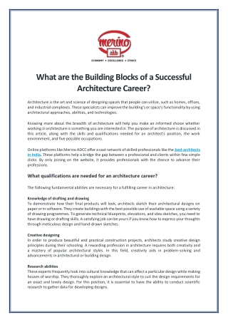 What are the Building Blocks of a Successful Architecture Career