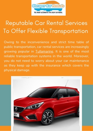 Reputable Car Rental Services to Offer Flexible Transportation