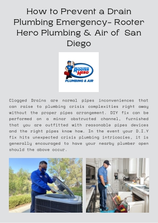 How to Prevent a Drain Plumbing Emergency- Rooter Hero Plumbing & Air of  San Diego