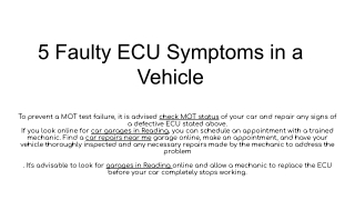 5 Faulty ECU Symptoms in a Vehicle