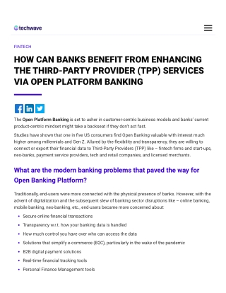 How can banks benefit from enhancing the Third-Party Provider (TPP) services via Open Platform Banking