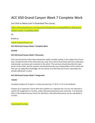 ACC 650 Grand Canyon Week 7 Complete Work